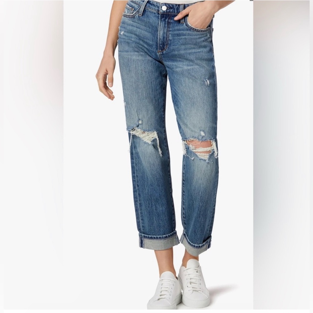 NWT Joe’s Jeans The Niki Mid-rise Boyfriend Distressed Rolled Cuff Jean Size 26